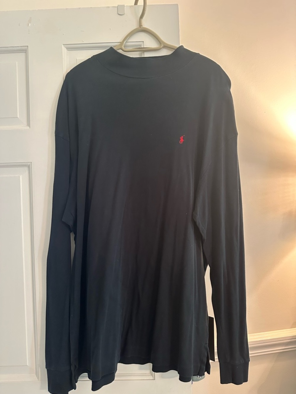 Ralph Lauren Black Long-Sleeve Crewneck Shirt with Red Pony